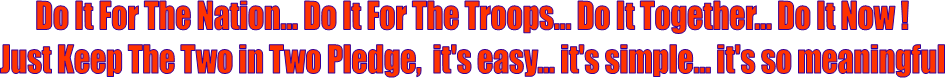 Do It For The Nation... Do It For The Troops... Do It Together... Do It Now !
Just Keep The Two in Two Pledge,  it's easy... it's simple... it's so meaningful