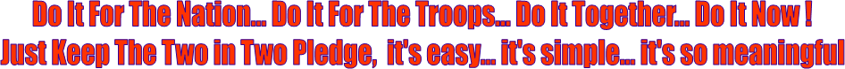 Do It For The Nation... Do It For The Troops... Do It Together... Do It Now !
Just Keep The Two in Two Pledge,  it's easy... it's simple... it's so meaningful